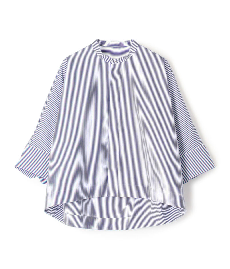 ■コットンブロード バンドカラークロップドシャツ