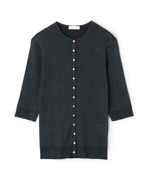マーセライズドコットン クルーネックカーディガン