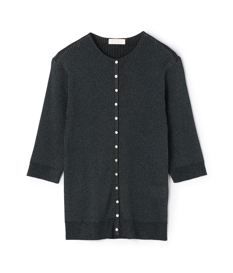 マーセライズドコットン クルーネックカーディガン