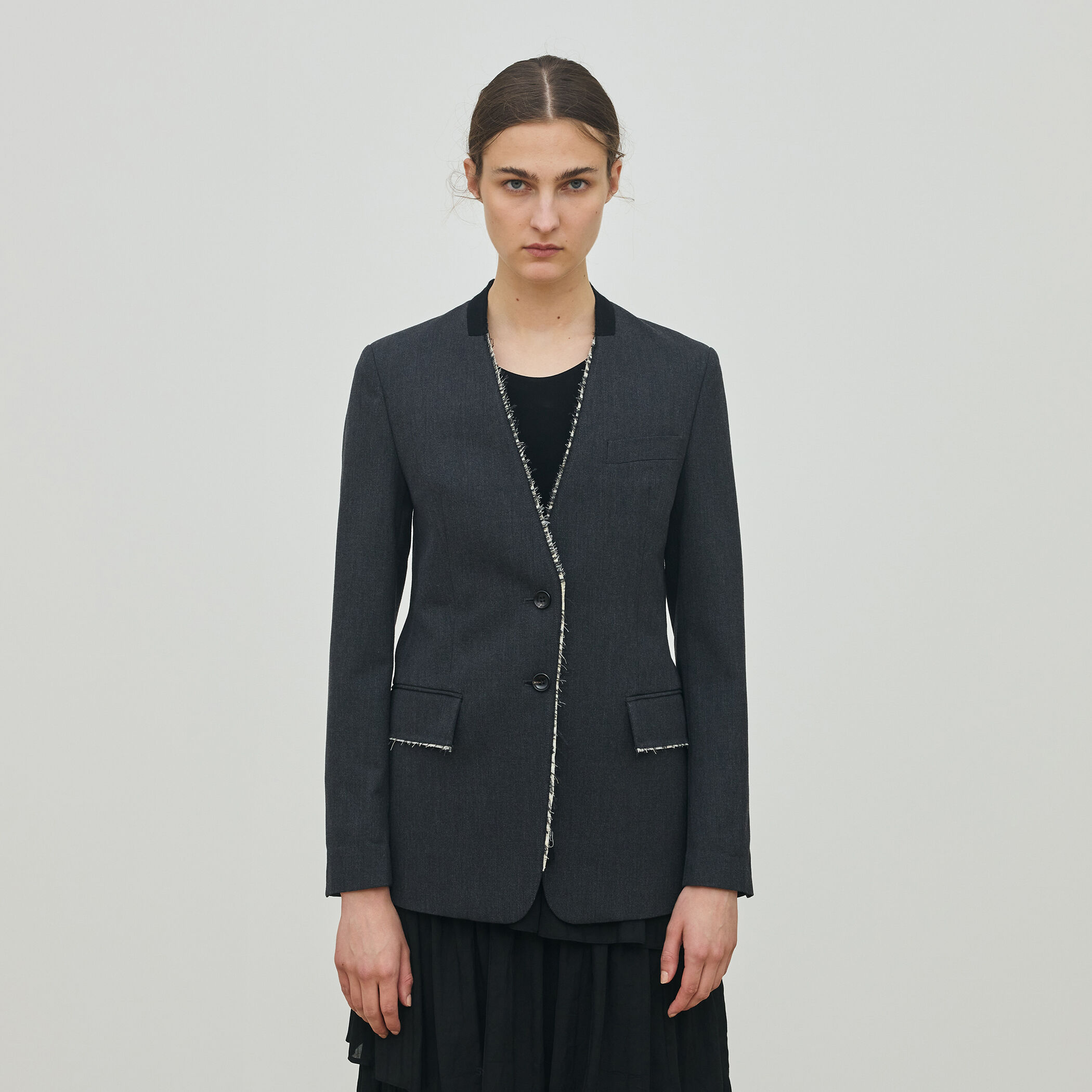 ハードウールオックスフォード ノーカラージャケット