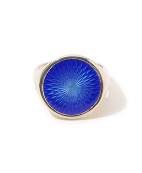 FERIAN Glass Enamel Signet Ring Cobalt Blue