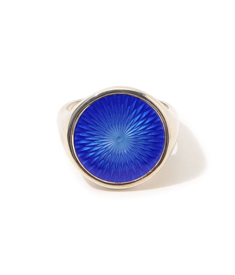 FERIAN Glass Enamel Signet Ring Cobalt Blue
