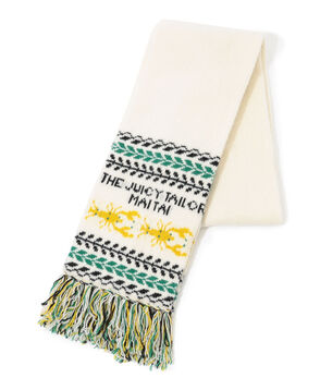 Mai Tai ラムズウール ダブルジャガード フリンジマフラー