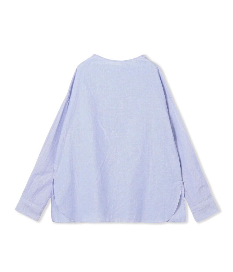 コットン ミドルネックバックボタンシャツ