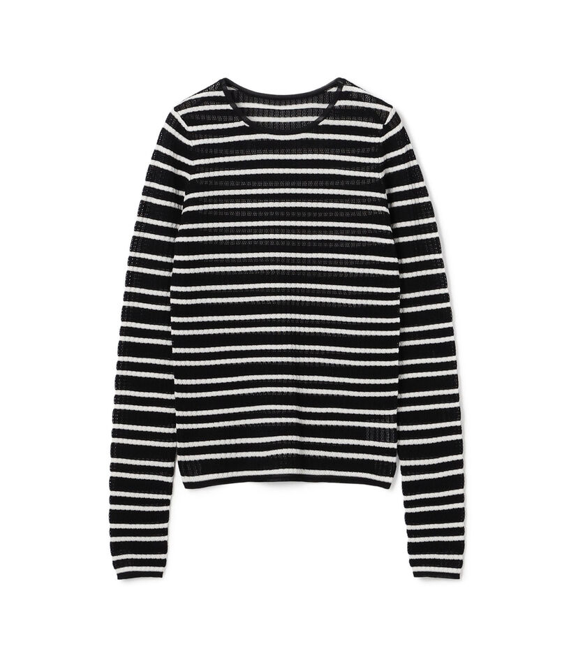 コットンポリエステルアセテートリブ ラウンドネックプルオーバー