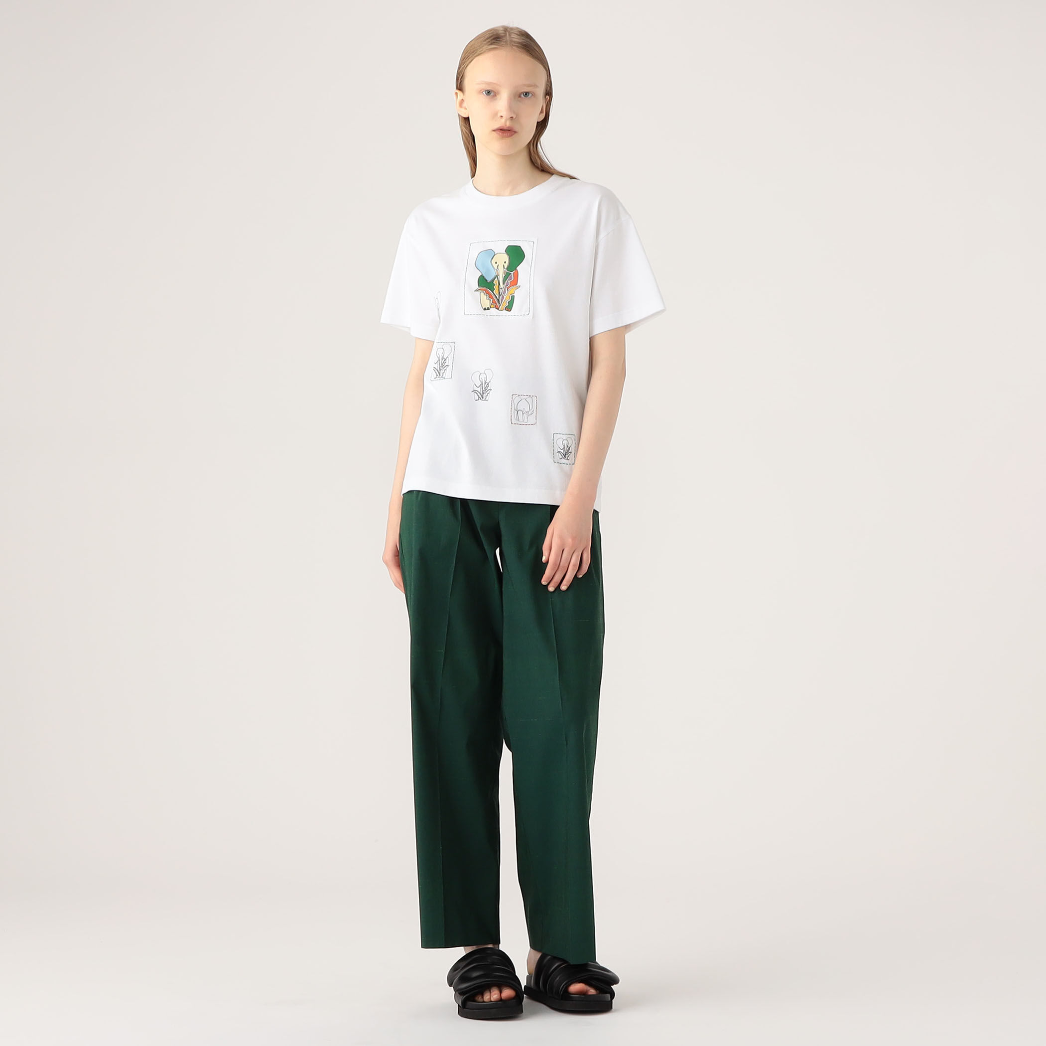 ドライスビンコットン ELEPHANTマーチエンブロイダリーTシャツ