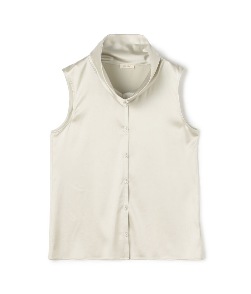 シルクストレッチサテン スカーフネックブラウス