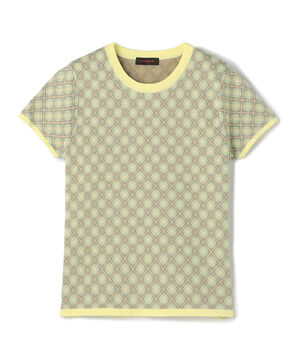 コットンポリエステル チェックジャカード ショートスリーブプルオーバー