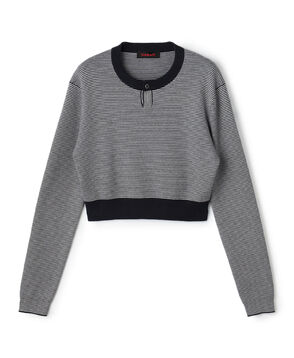コットンカシミヤ ヘンリーネッククロップドプルーバー