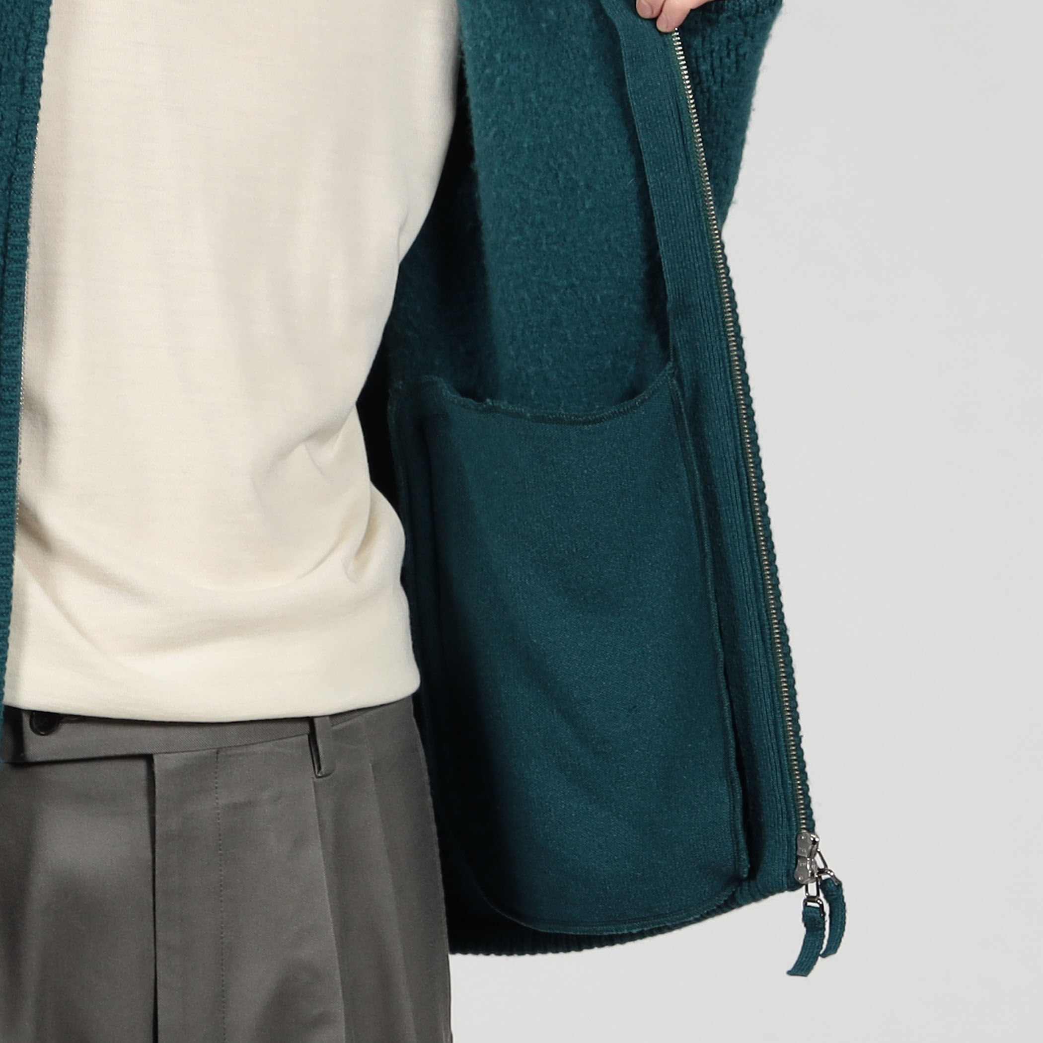 るなお★50 TOMORROWLAND Tricot ウールカシミヤ パイルニット ジップアップ