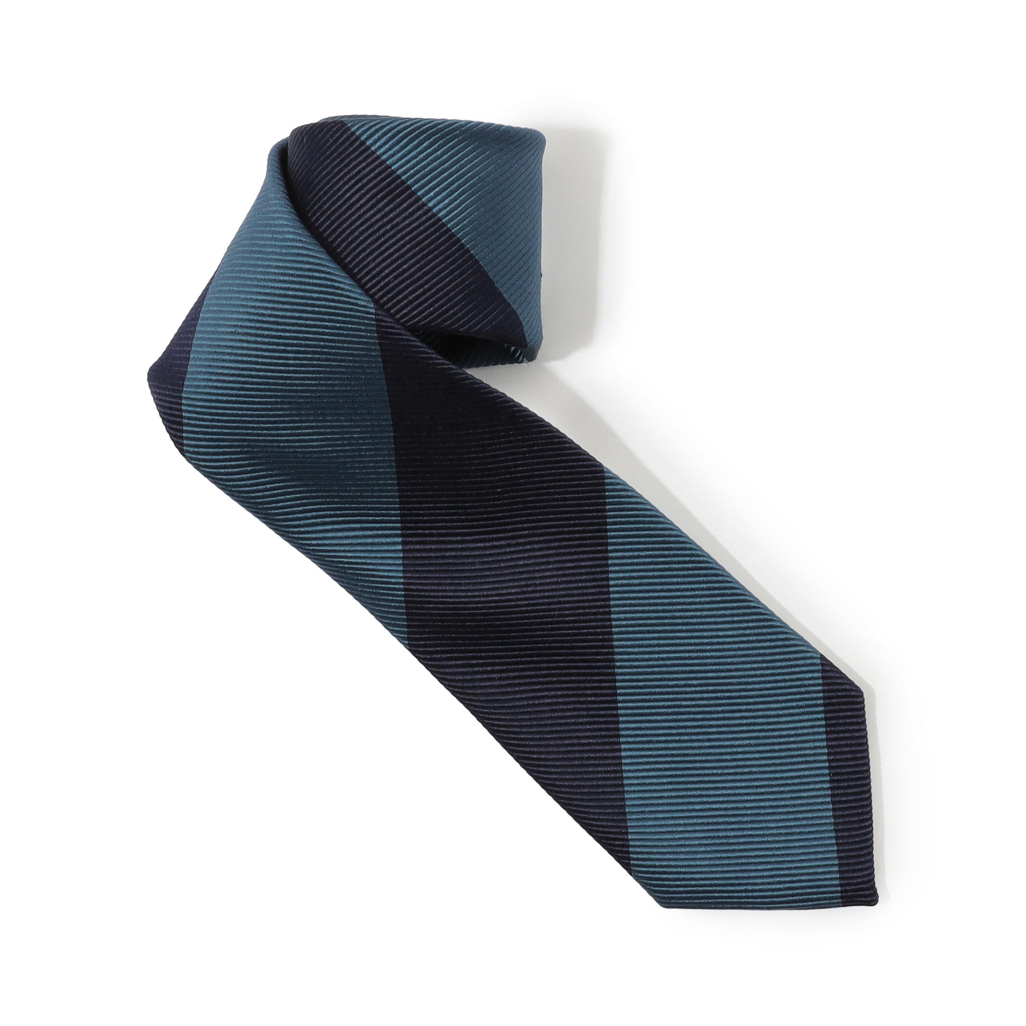 【極美品】TOMORROWLAND ネクタイ ストライプ ダークグレー ネイビー SILVER LINE】シルクストライプネクタイ 8.0cm幅/ネイビー