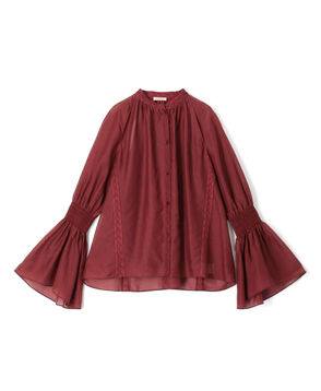 コットンシルクローン ラグランスリットブラウス