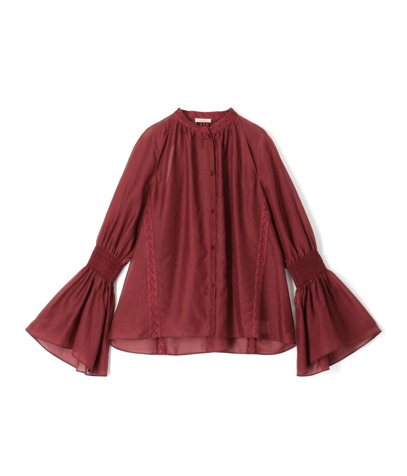 コットンシルクローン ラグランスリットブラウス