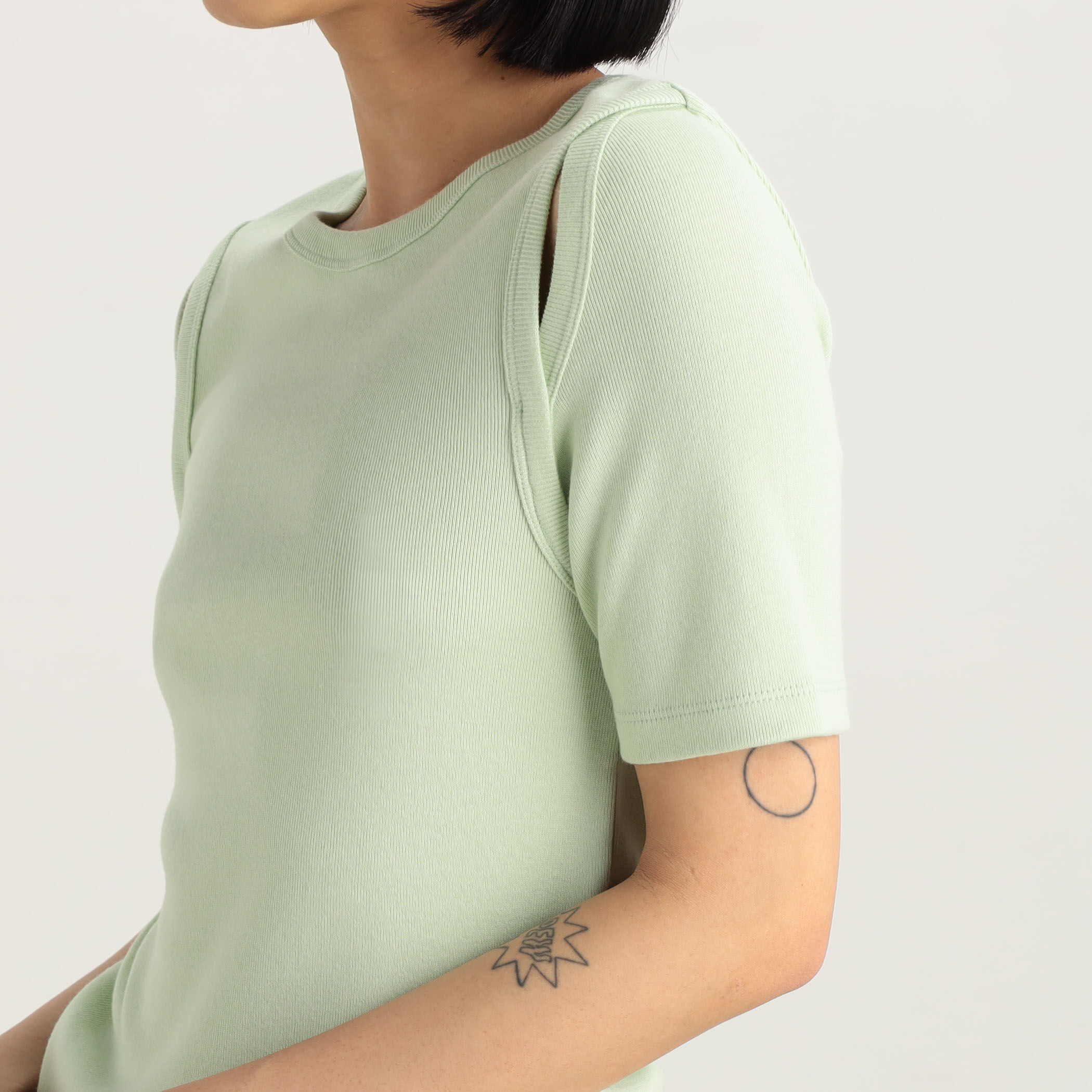 □コットンフライス カットスリーブTシャツ｜トゥモローランド