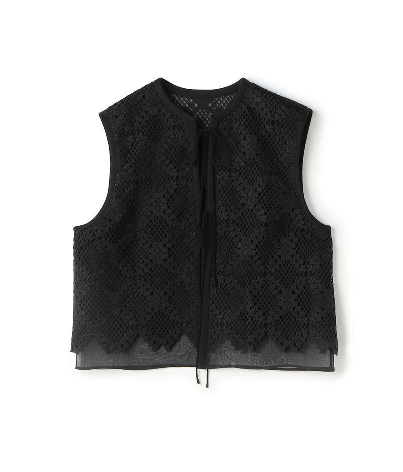 【WEB先行予約】ブルームリーフレース レイヤードショートジレ