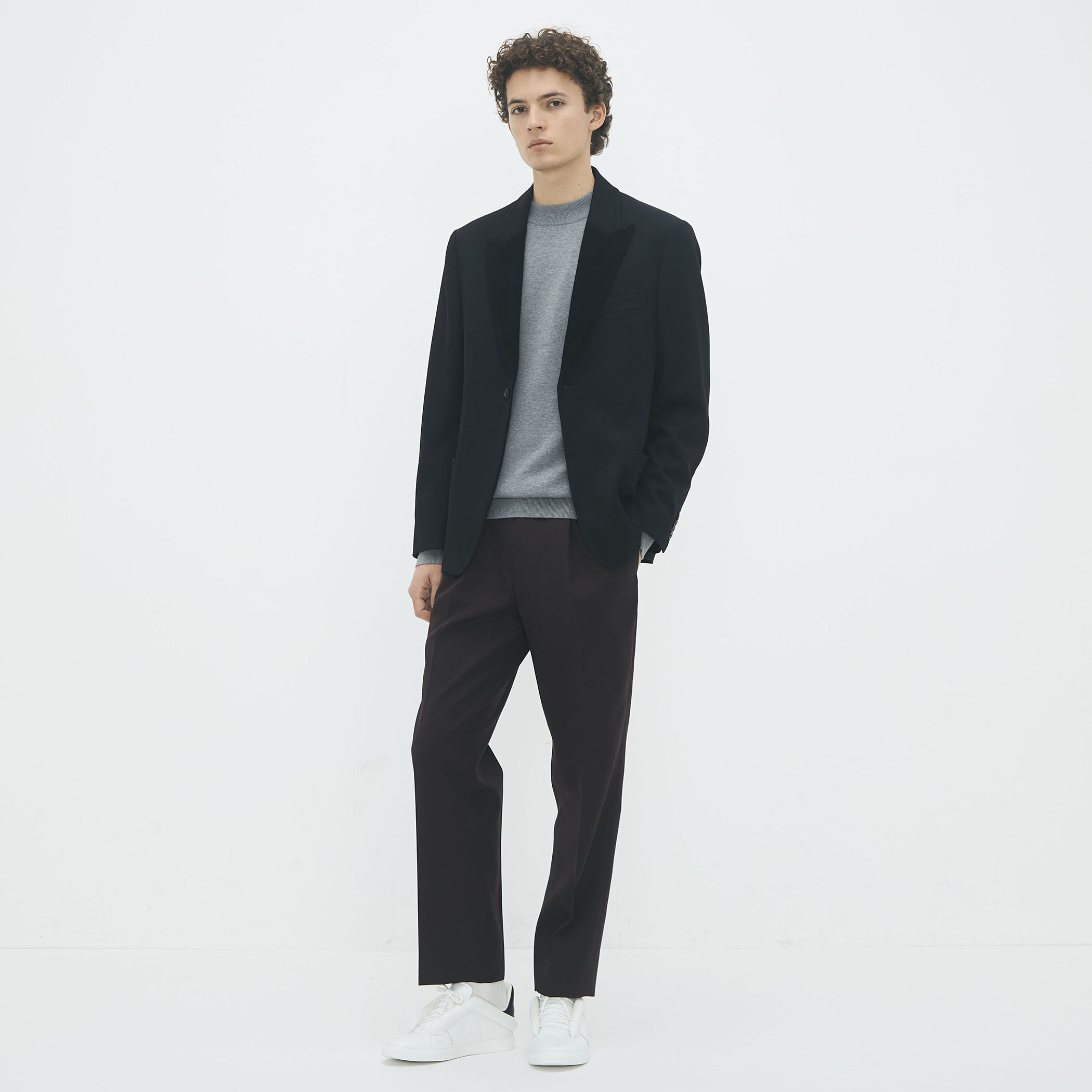 ウールギャバジン コーデュロイラペルテーラードジャケット