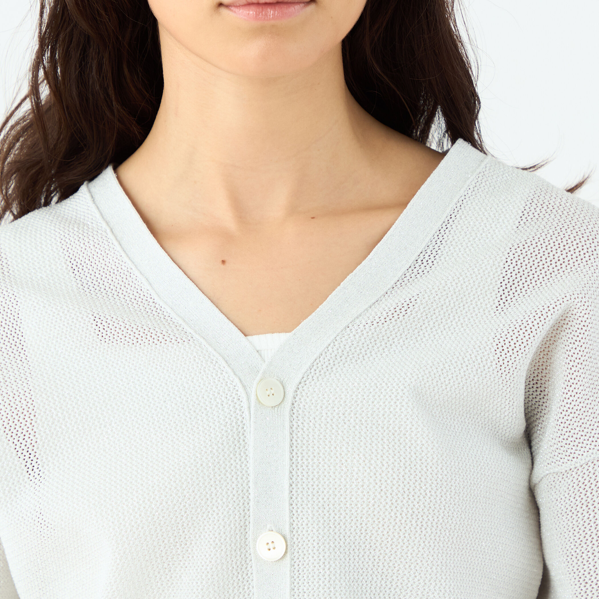 未使用級　24SS　トゥモローランド♡メッシュコットンVネックカーディガン コットンメッシュ Vネックカーディガン｜トゥモローランド 公式通販