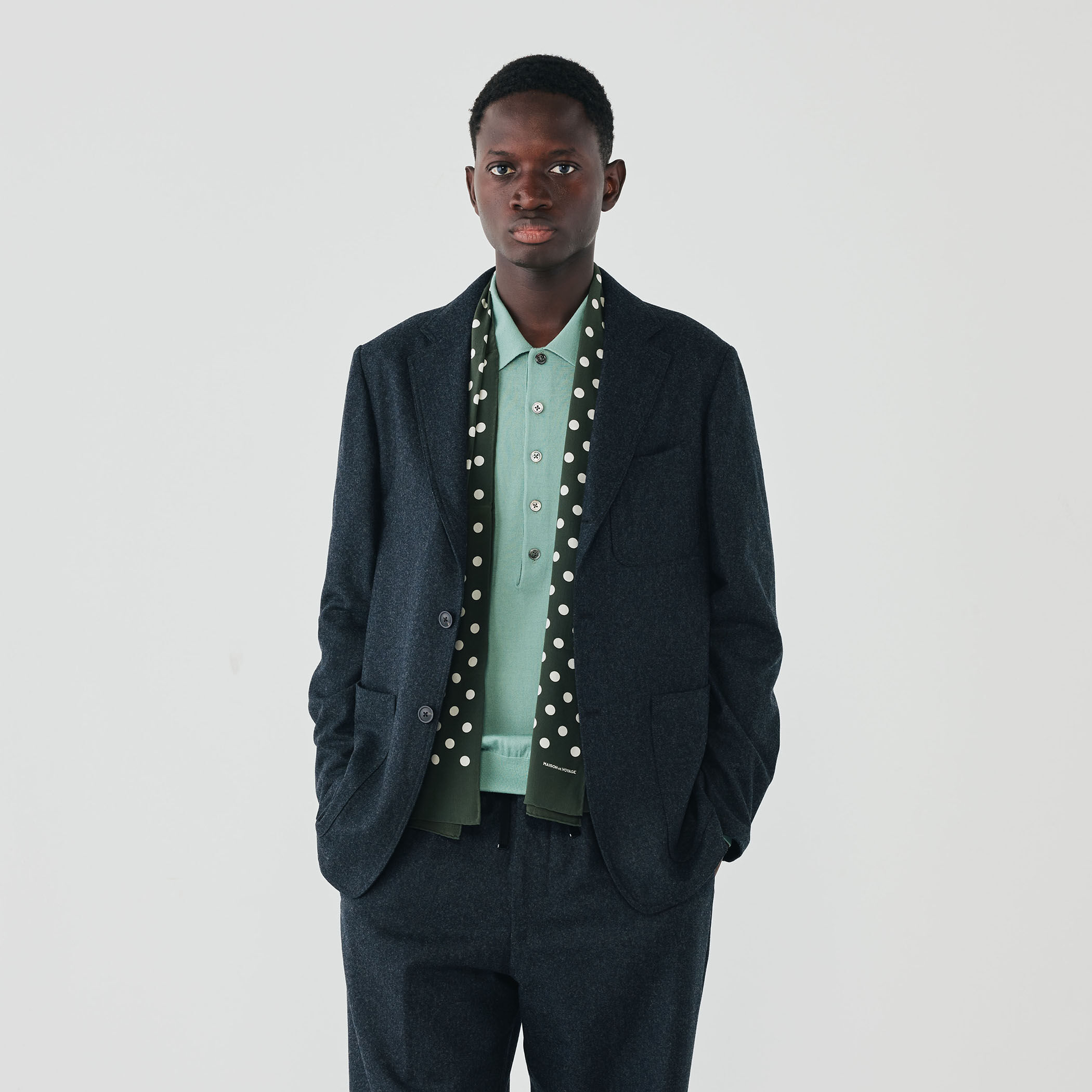 ウーレンフランネル シングルブレステッド3Bジャケット Vitale