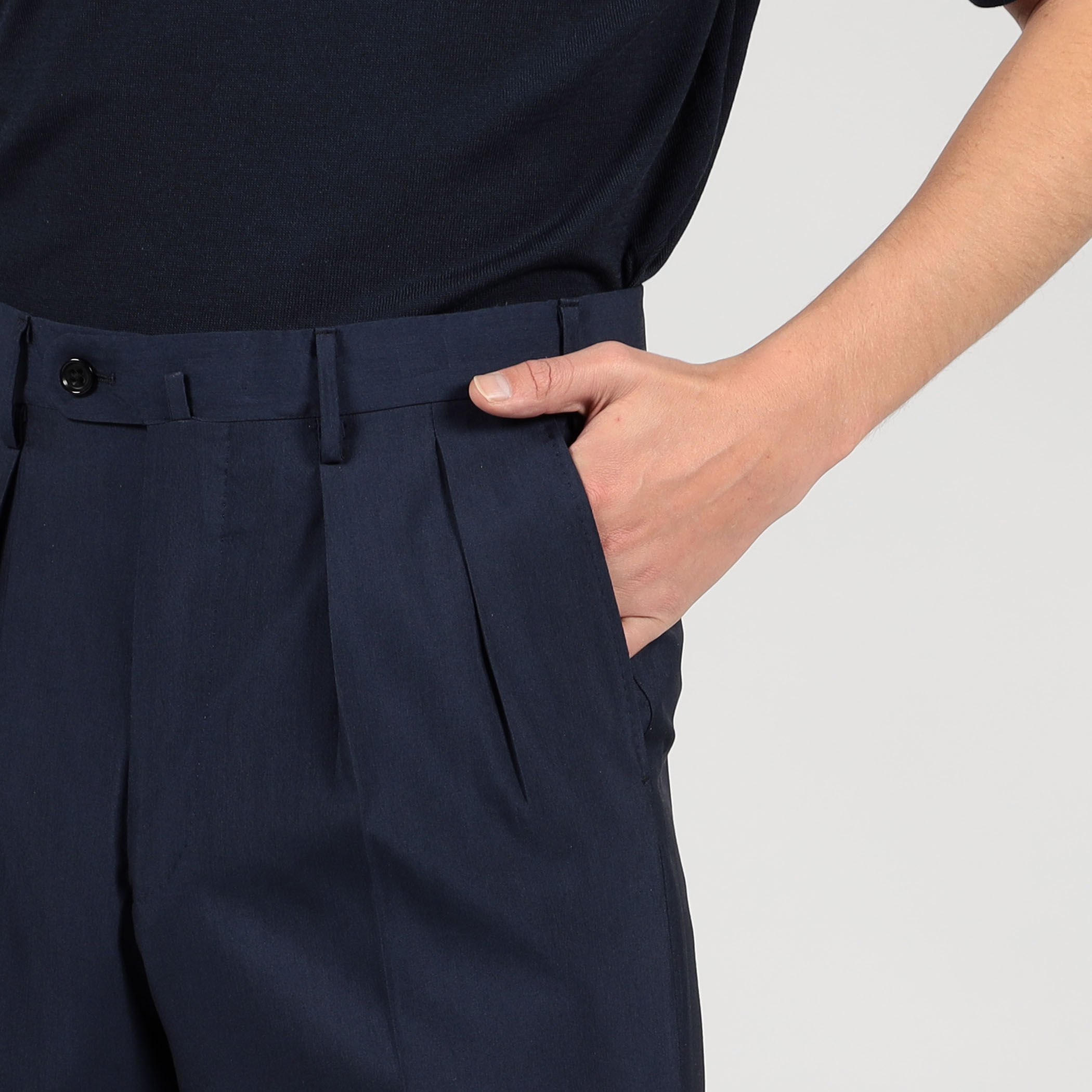 ウールシルク イン2プリーツ ストレートスラックス MARZOTTO