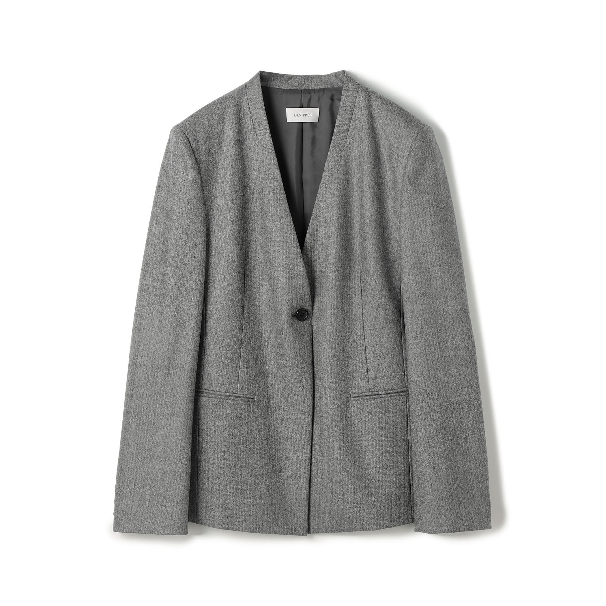 フランネルウールストレッチ ノーカラージャケット｜トゥモローランド