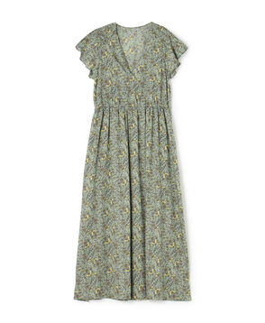 レーヨンブロードプリント バタフライスリーブワンピース