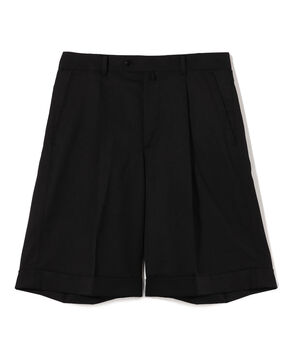 ウールポリエステルツイル バレルワイドショートパンツ