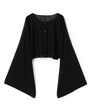 ハイツイストウールポリエステル クロップドショールカーディガン