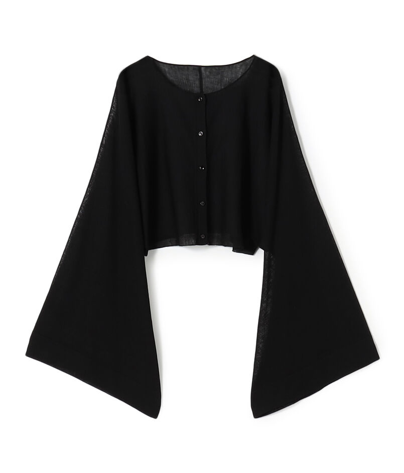 ハイツイストウールポリエステル クロップドショールカーディガン