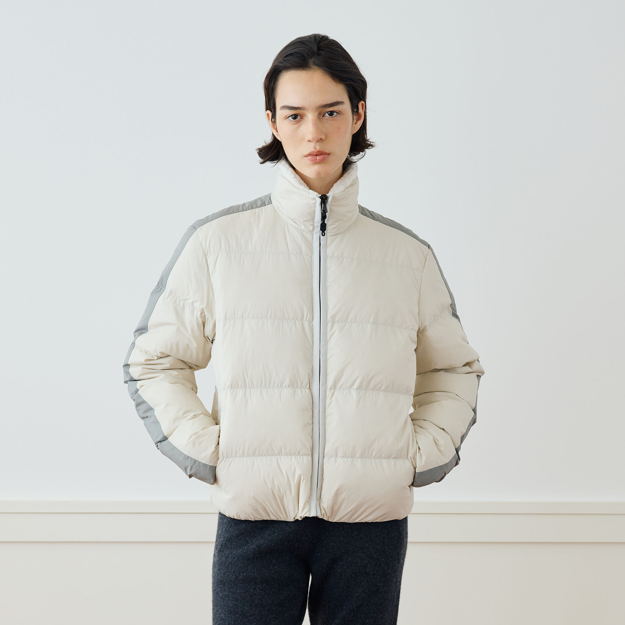 サイドストライプ スタンドネックダウンジャケット WWRN2580