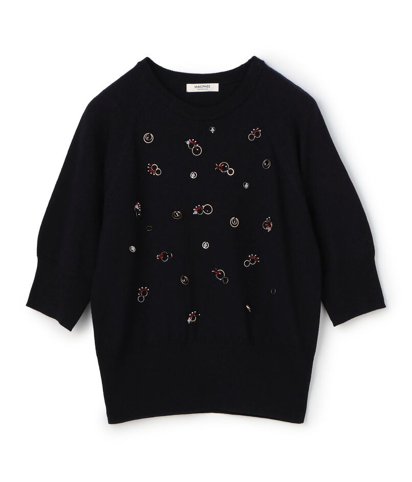 ウールビジュー ハーフスリーブプルオーバー