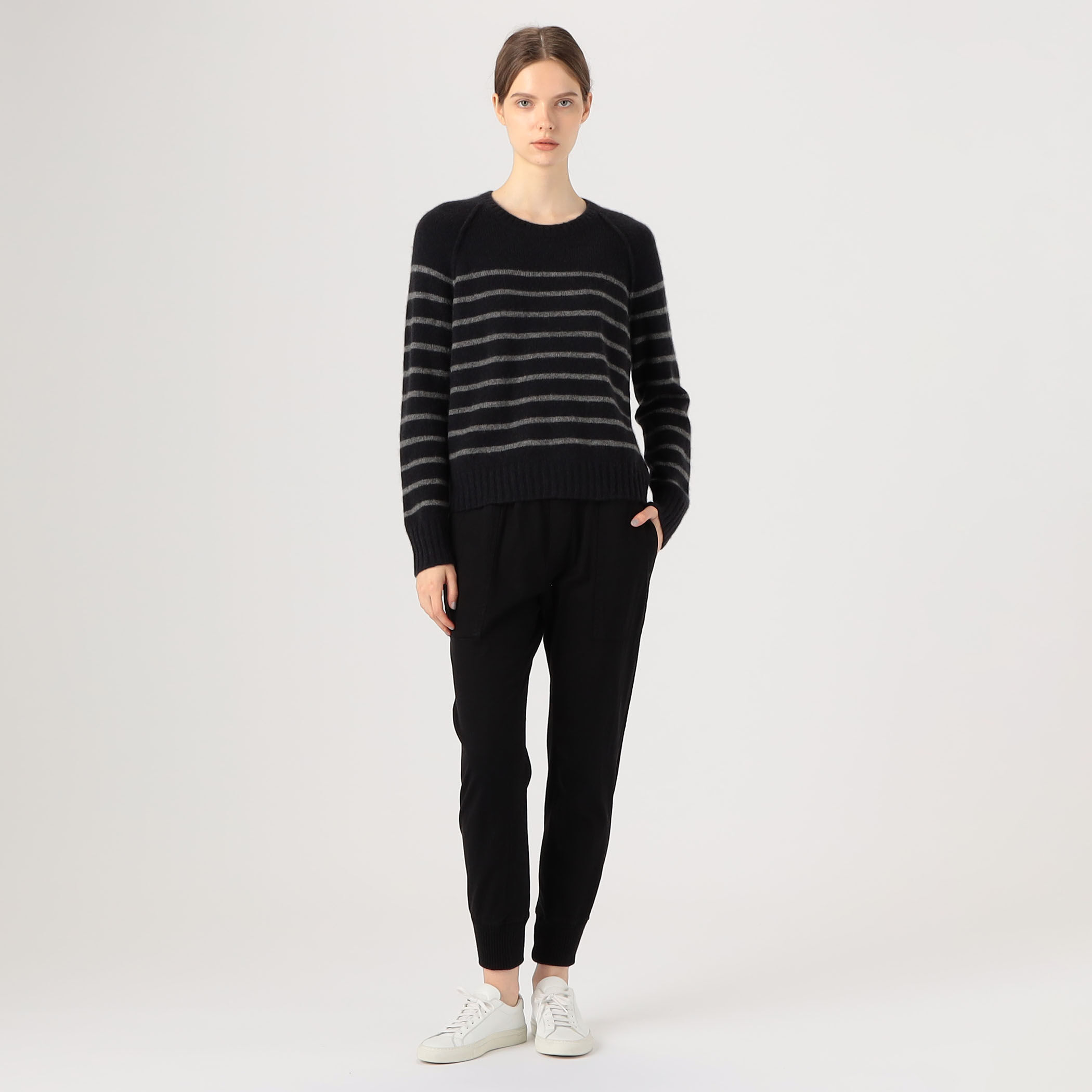 $ stone ラグランスリーブ ボア 黒 UNISEX》【Italian Dead Stock Fabric】Prime-Over Raglan