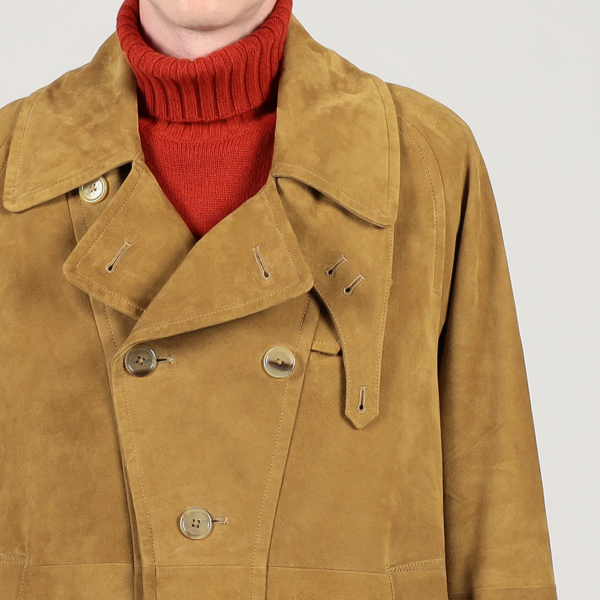 ゴートスウェード シングルブレステッド ハーフコート