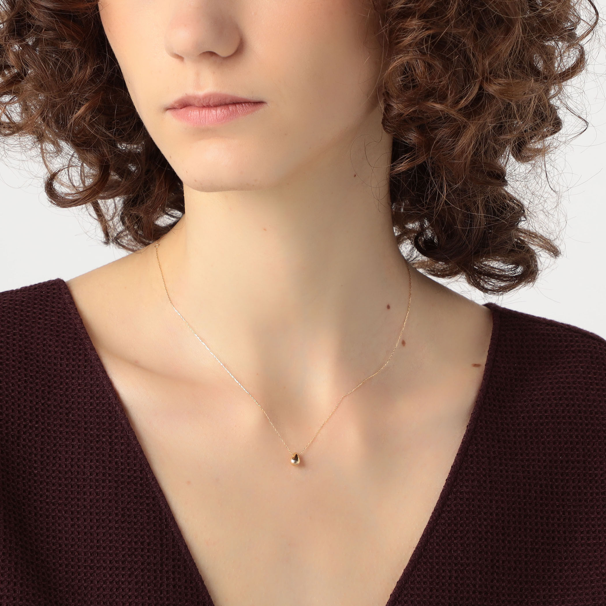 美品les bon bonルボンボンK18 ドロップネックレスSイエローゴールド 美品les bon bonルボンボンK18 ドロップネックレスSイエロー