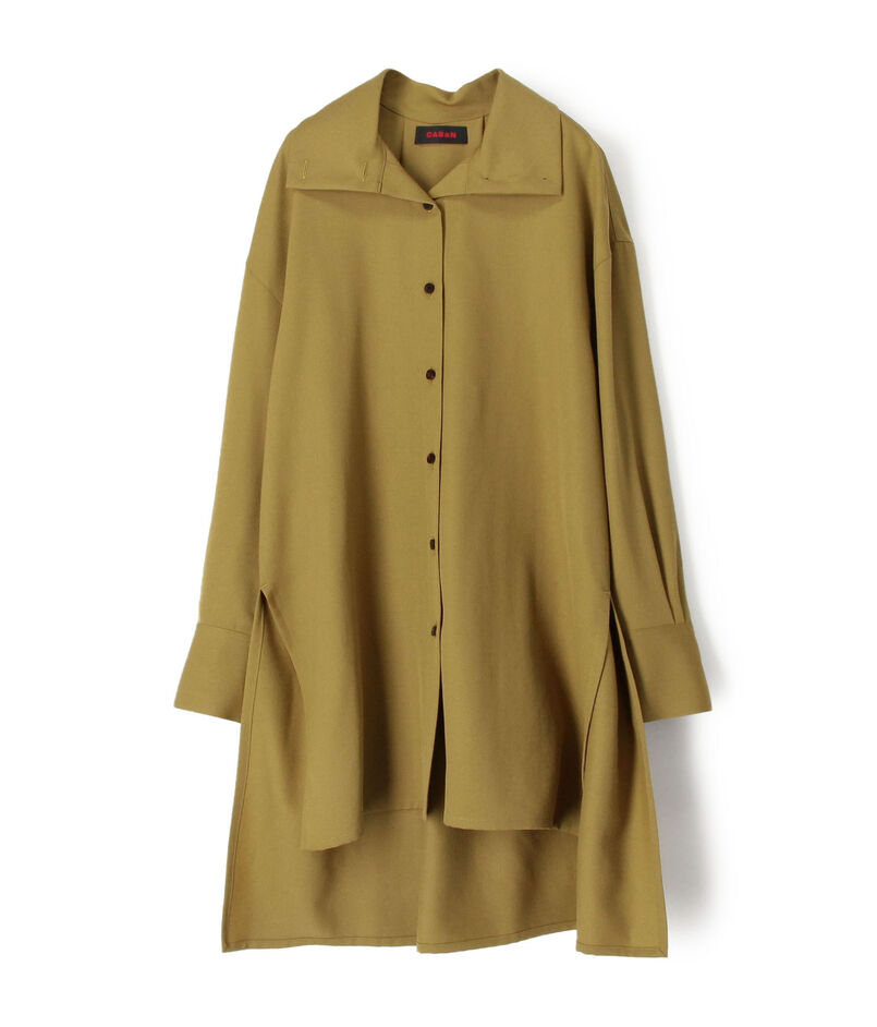 CABaN ウールツイル ハイネックロングシャツ
