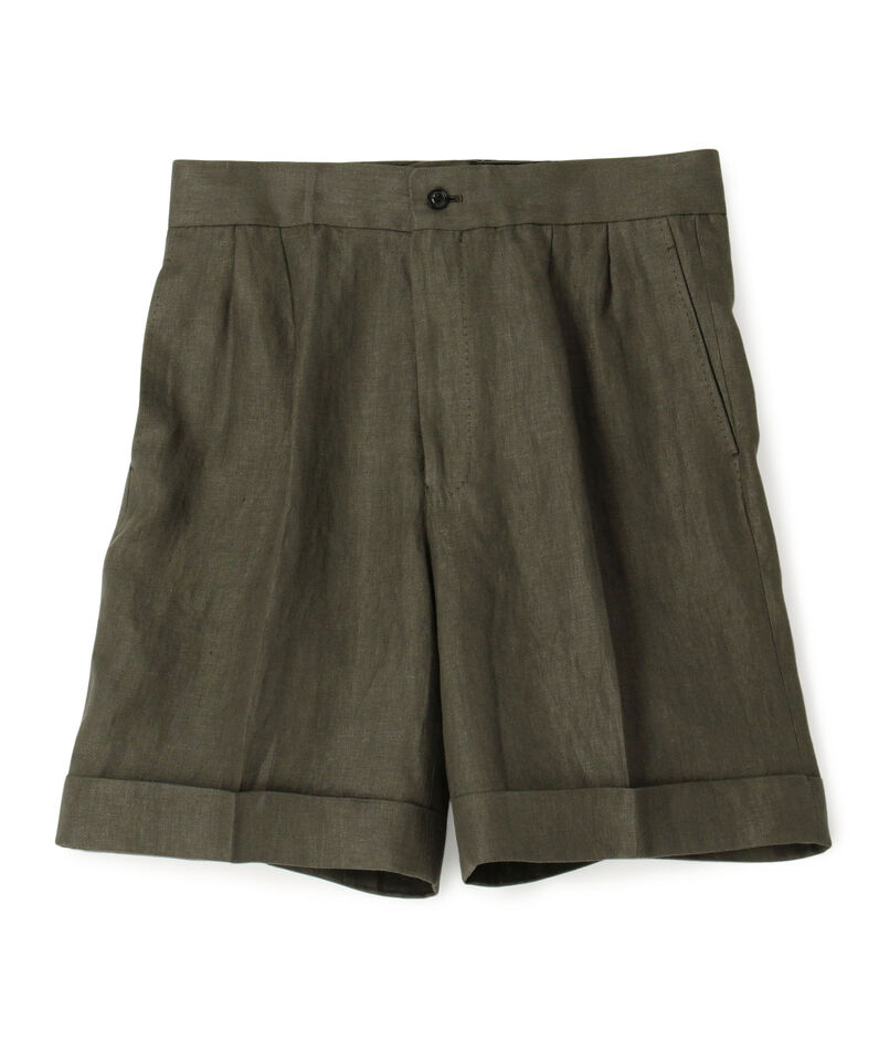 フレンチリネン バックベルト ショートパンツ