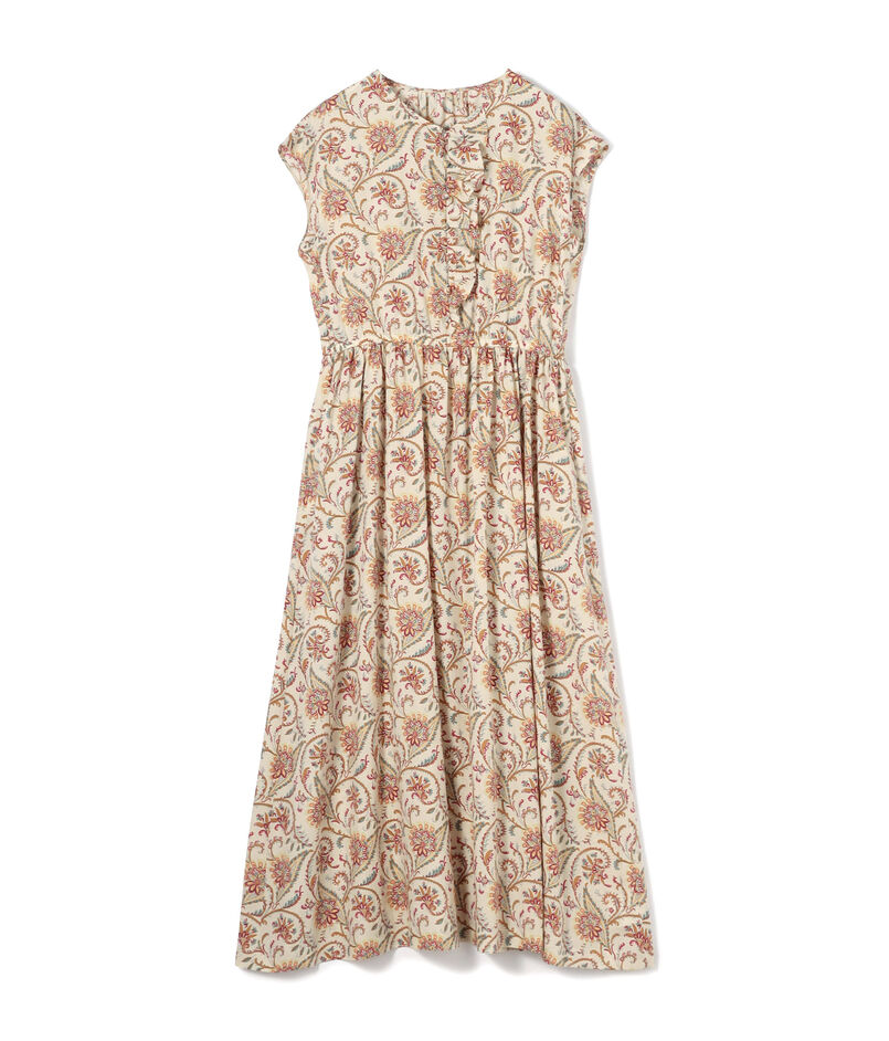 レーヨンプリント アシンメトリーフリルワンピース