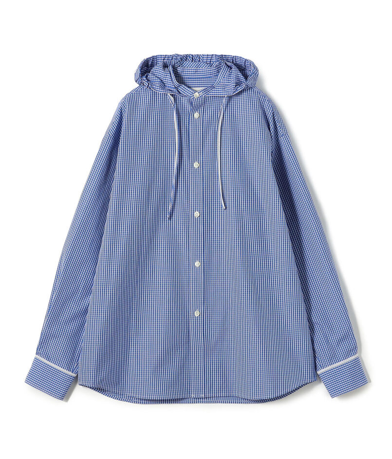 edition pourell コットンチェック フーデッドシャツ