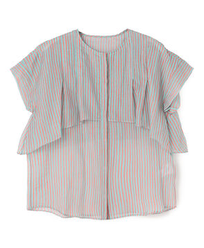 コットンポリエステルプリント レイヤードブラウス