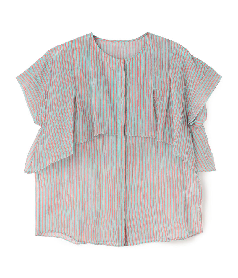 コットンポリエステルプリント レイヤードブラウス