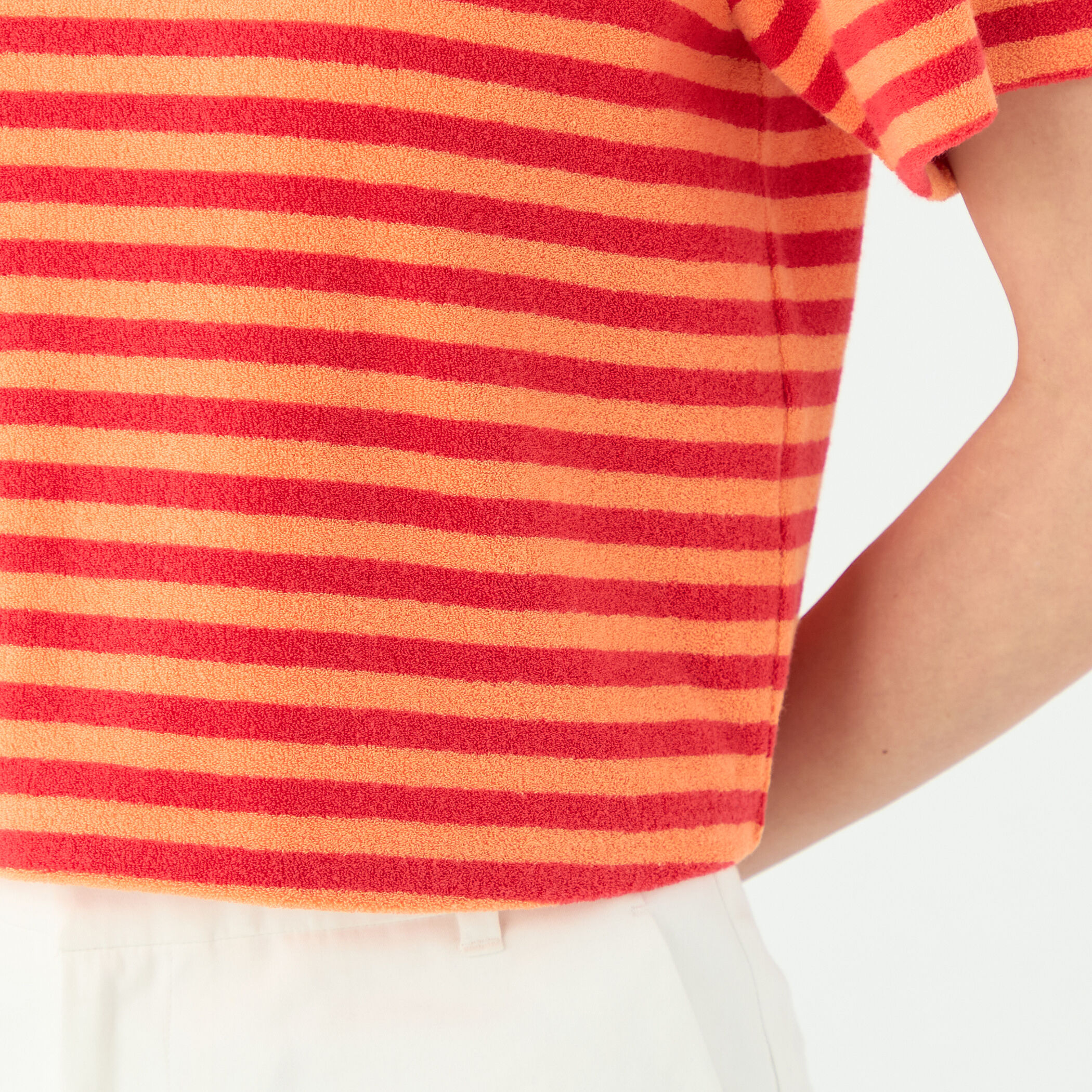 tシャツ パイルボーダー ハーフスリーブプルオーバー レディース studio CLIP tシャツ プチハイネックボーダースリットプル