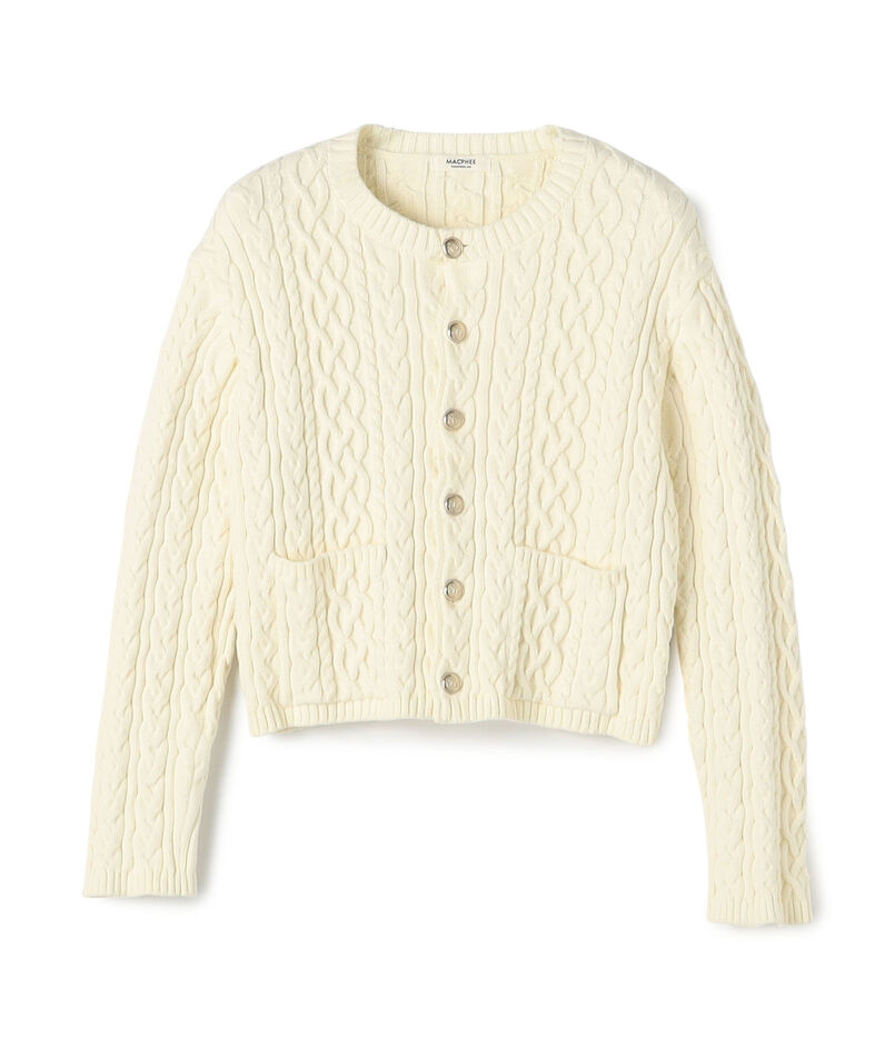 ハイブリットコットンケーブル クルーネックカーディガン