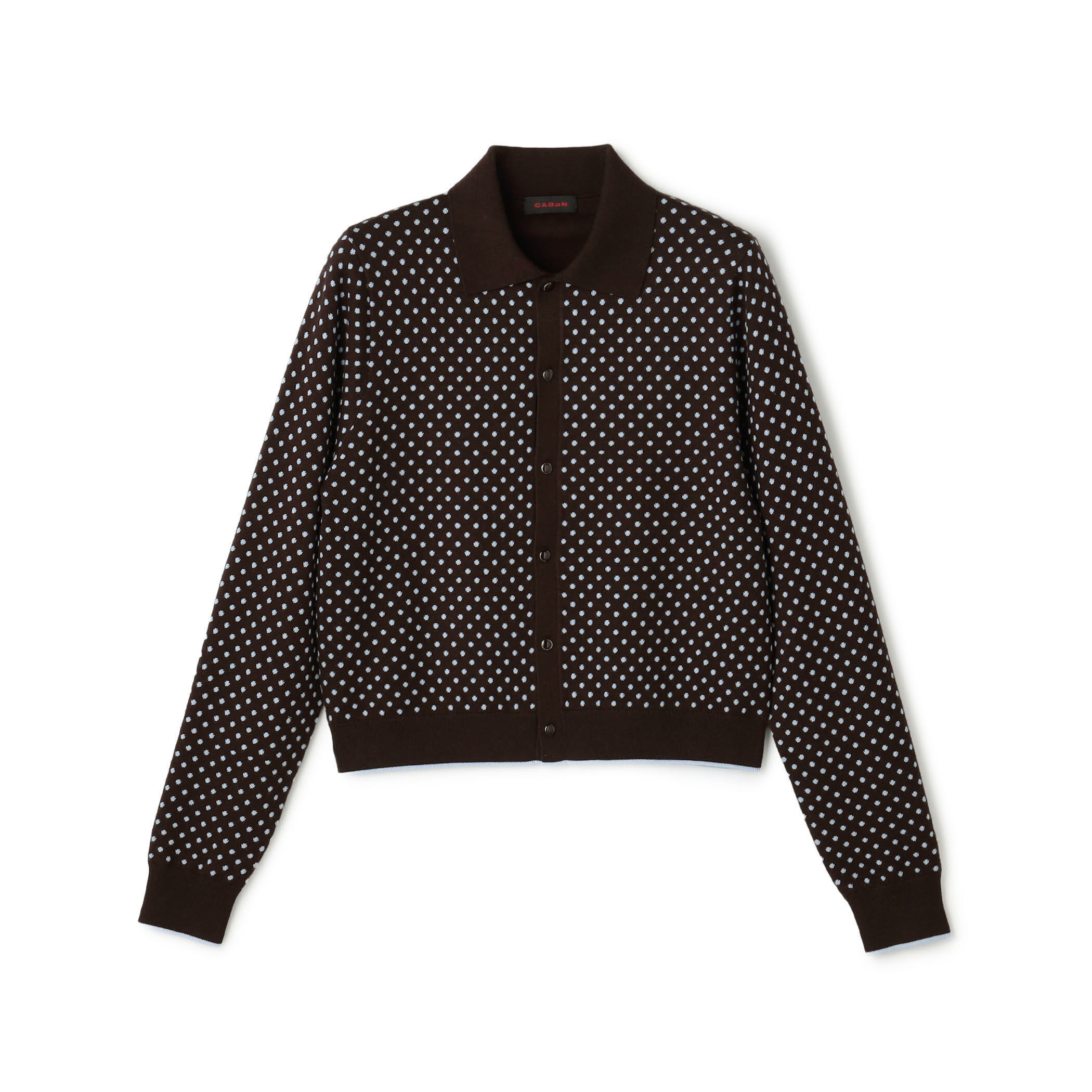 コットンカシミヤ ドットジャカードポロカーディガン
