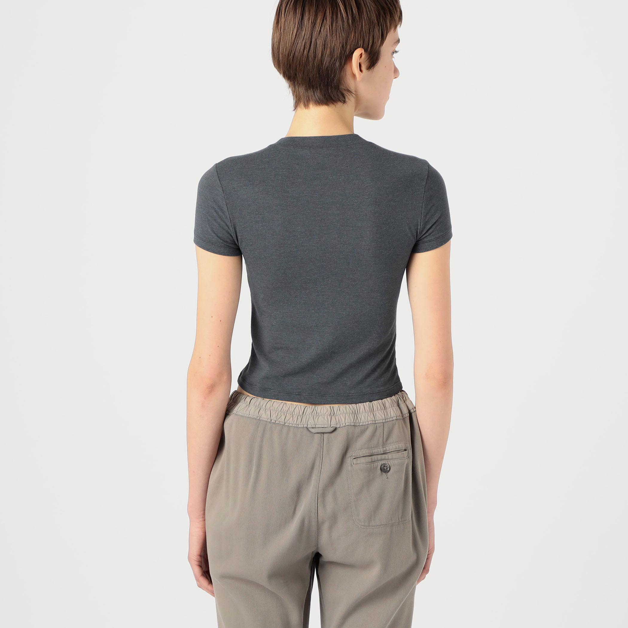 エコフレンドリーコットン混紡 水玉 クロップドTシャツ　S コットンポリエステル クロップドTシャツ WMTP3926｜トゥモローランド