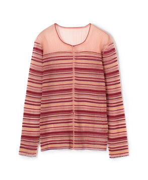 シアーボーダー クルーネックカーディガン