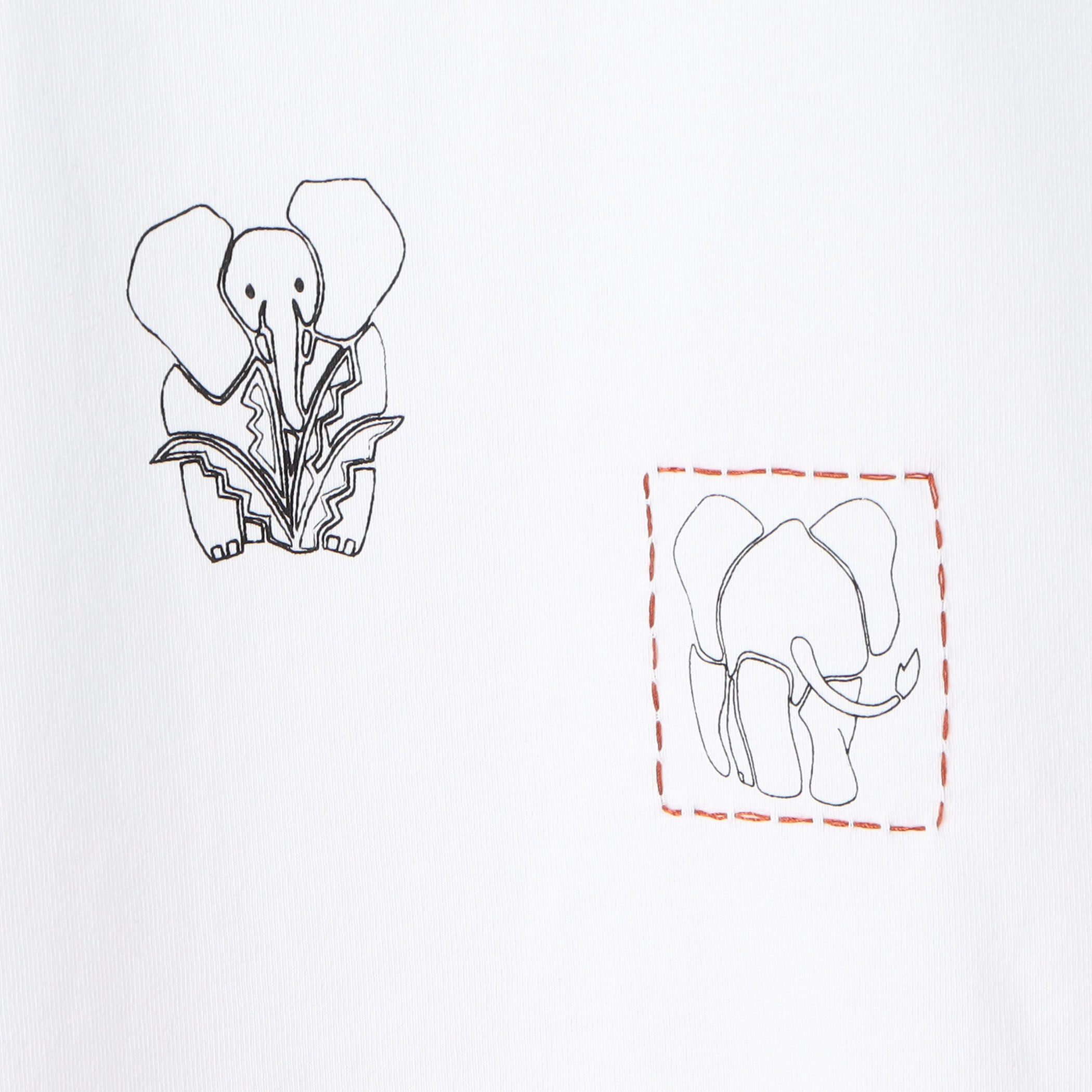 CABaN ドライスビンコットン ELEPHANTマーチエンブロイダリーTシャツ