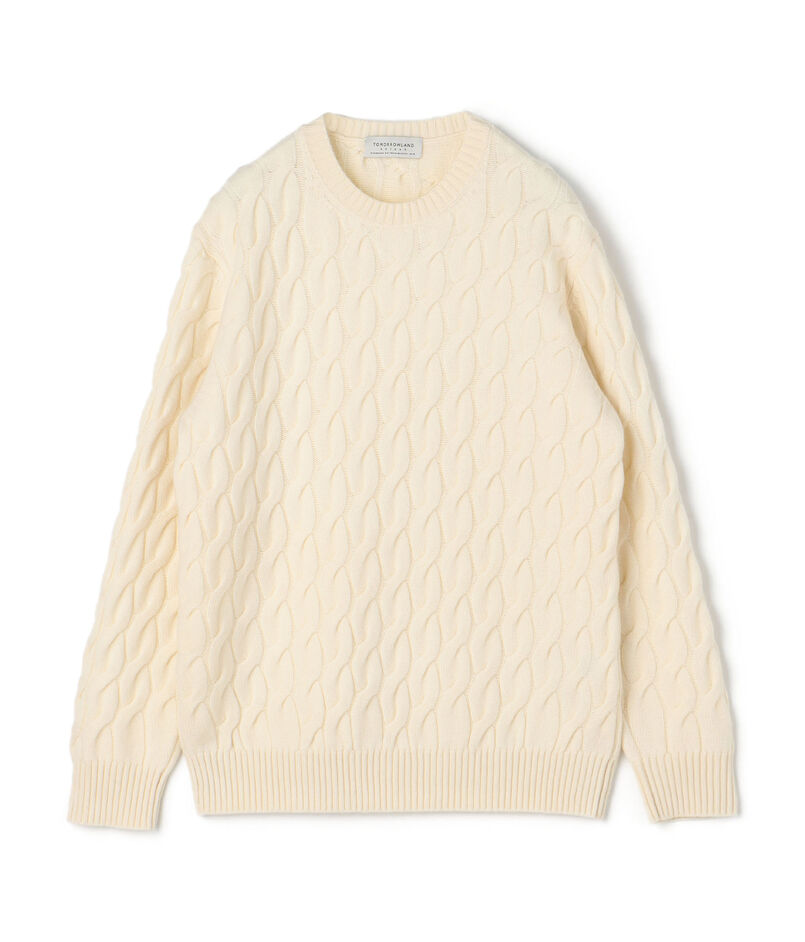 TOMORROWLAND TRICOT スーパーファインラムウール ケーブルクルーネックプルオーバー