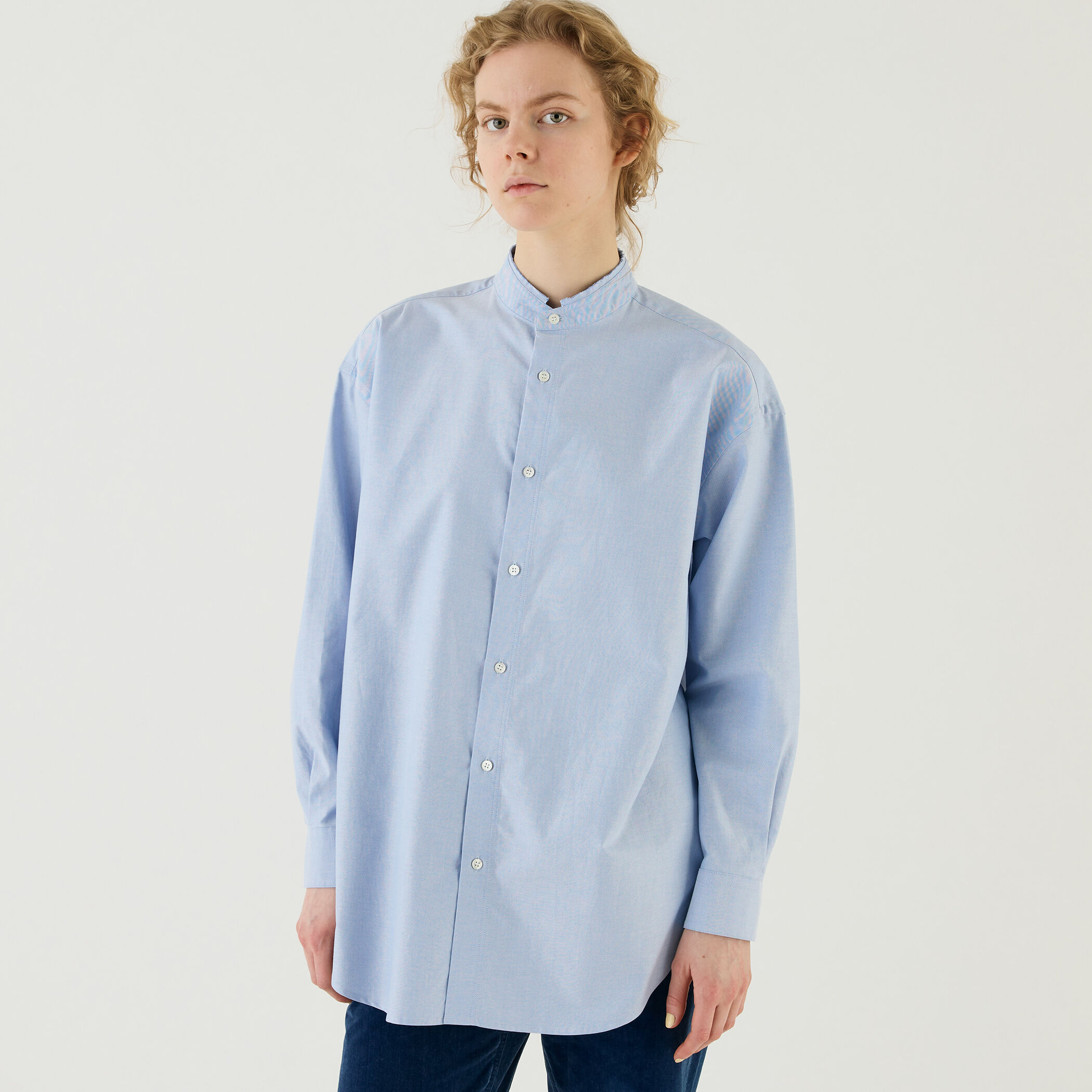 半額 50％OFFの通販 プレミアムオックス 公式通販 カットオフスタンドカラーシャツ｜トゥモローランド トップス