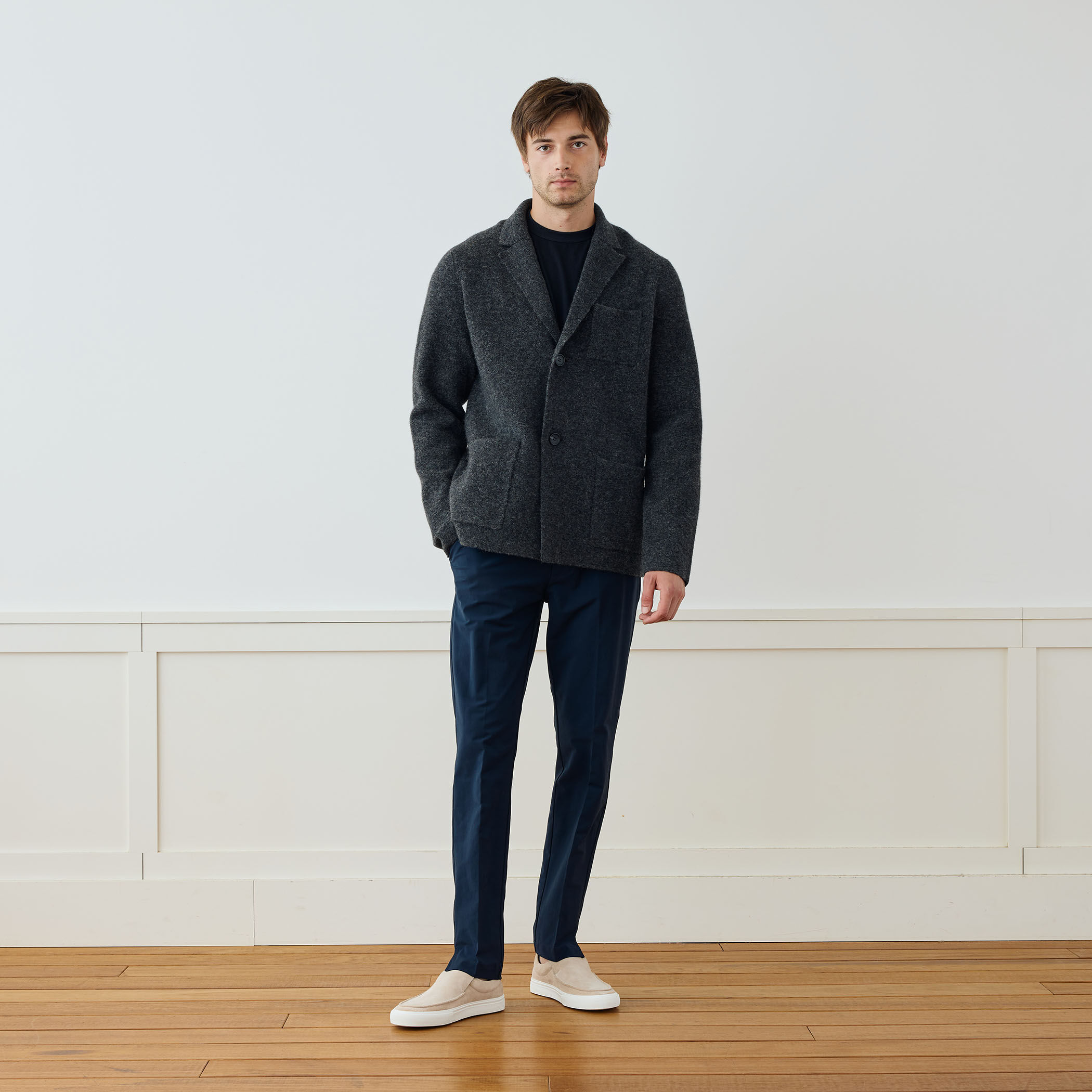 カシミヤナイロン ラペルカラーカーディガン MWAS2150