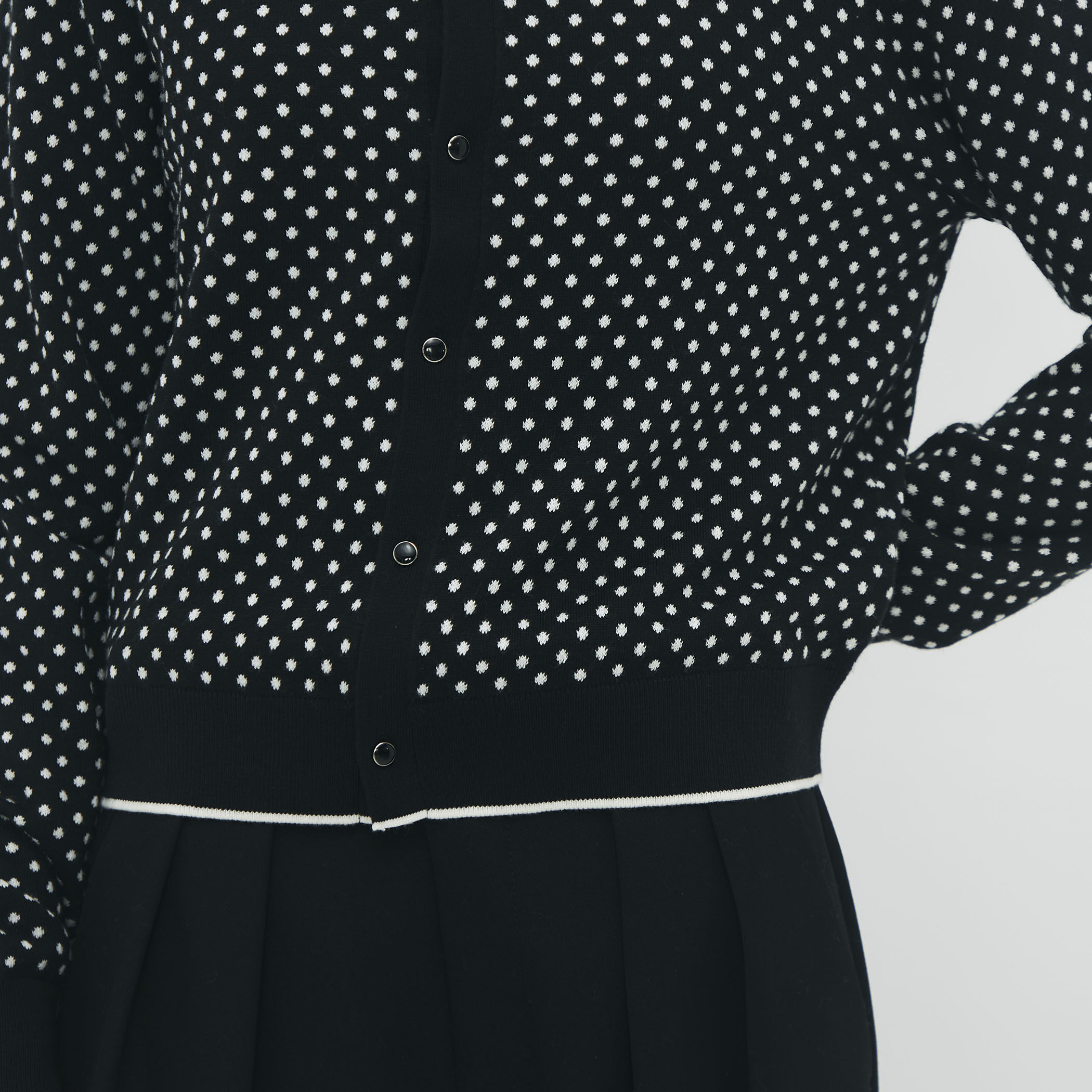 コットンカシミヤ ドットジャカードポロカーディガン
