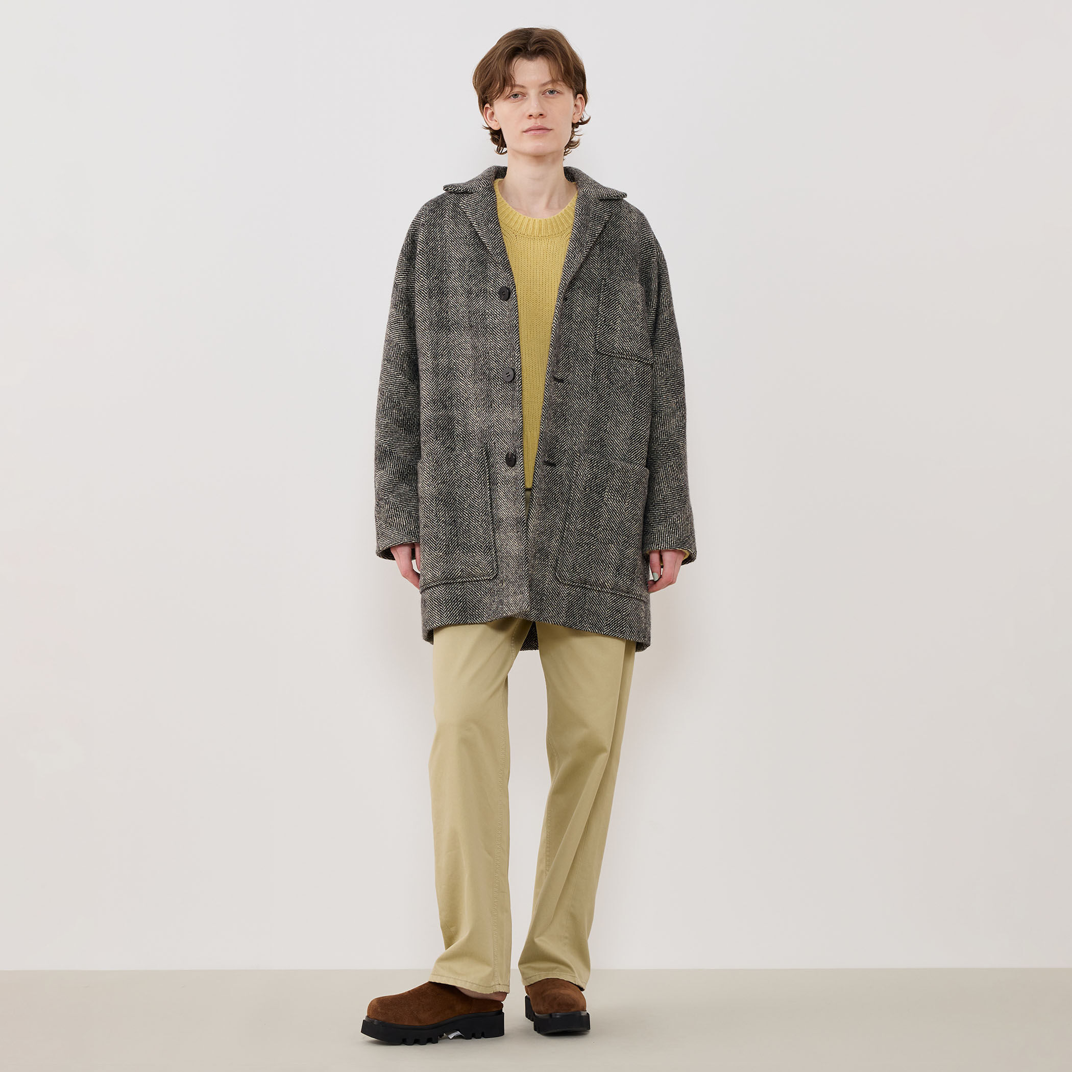 ワイドヘリンボーン ドルマンスリーブジャケットコート